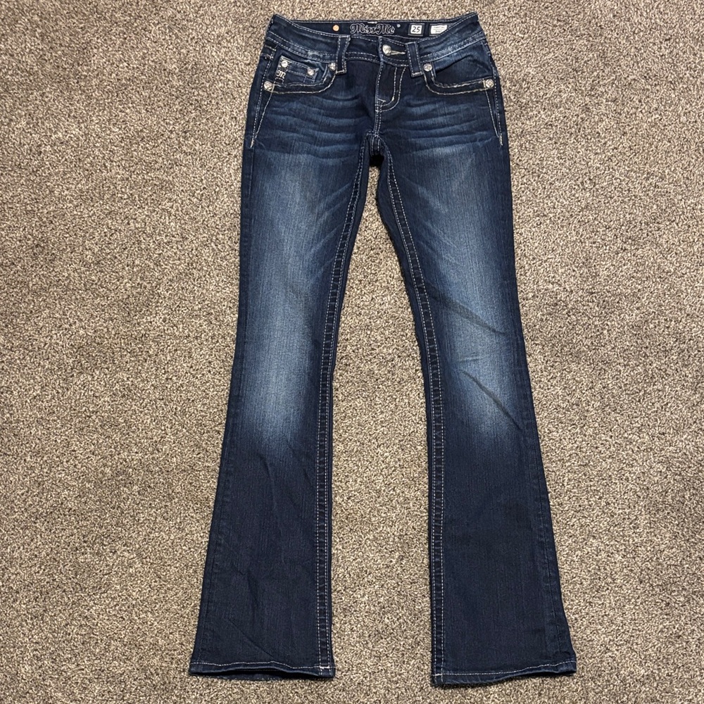 Women’s Miss Me Size 25 Cotton Blend Signature Bootcut Stretch Denim Jeans